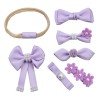 Silky Satin Flower Hair Bows Set Baby Silky Satin Flower Hair Bow Headband Set with Pearls Kids Nylon Bow Headband
