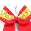 Glitter Cheerleading Hair Bow Keyring with Rhinestone Football Basketball Baseball Cheer Keychain Sporty Bag Boutique Decoration