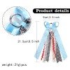 Pearl Fringe Boot Bow Girls Gingham Long Streamer Pearl Tassel Boot Charm with Pearl Ribbon Bow Hanging Ornament