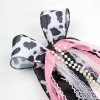 Large Rag Wreath Bow Keychain Rag Wreath Multi-layer Lace Pearl Long Streamer Fabric Bow for Outdoor Decoration