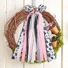 Large Rag Wreath Bow Keychain Rag Wreath Multi-layer Lace Pearl Long Streamer Fabric Bow for Outdoor Decoration