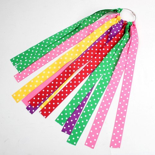  Long Streamer Ribbon Clip Keychain for Luggage Polka Dot rainbow Ribbon Bag Charm Keychain Student Bag Hanging Ornament