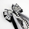 Western Cowgirl Plaid Gingham Pearl Lace Ribbon Bow for Girls Lace Long Streamer Bow Western Cowboy Boot Decor