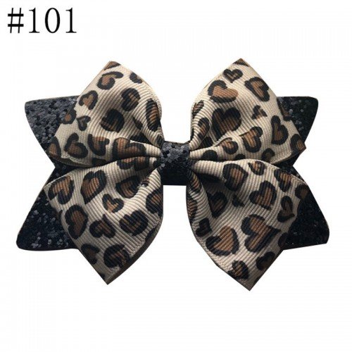 3.5" Glitter Hair Bows Kids Toddler Cute Leather Clip Girls Hair Accessories  101-150