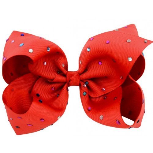 8" Large colorful diamond boutique Bow With Hair Clip rhinestones big hair bows