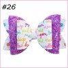 4'' Glitter hair bows with printed leather flower unicorn hair clips