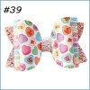 4'' Glitter hair bows with printed leather flower unicorn hair clips