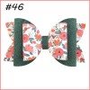 4'' Glitter hair bows with printed leather flower unicorn hair clips