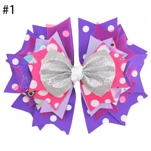 5‘’big glitter inspired hair bows purple red black leopard hair bows for  shiny glitter bows