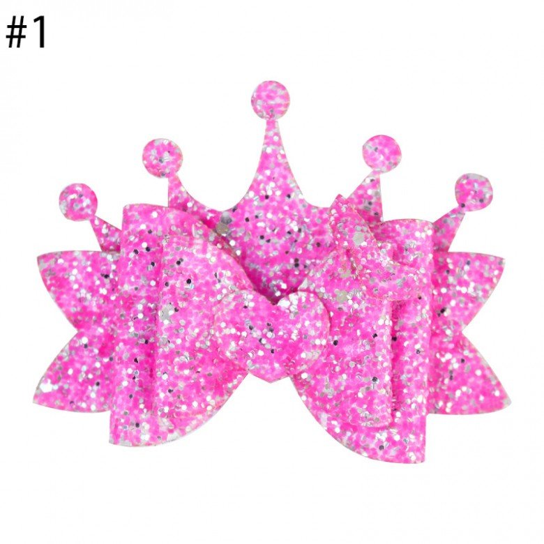3.5‘’princess crown glitter hair bows for toddle girl hair clips 3.5‘’princess crown glitter hair bows for toddle girl hair clips