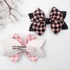 3.5'' Checkered Flag Racing Glitter Hair Bows Kids Checkered Flag Leather Clip Girls Race Car Accessories