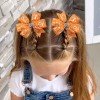 Girls Princess Silver Glitter Ribbon Hair Bows Set