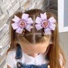 Girls Princess Silver Glitter Ribbon Hair Bows Set