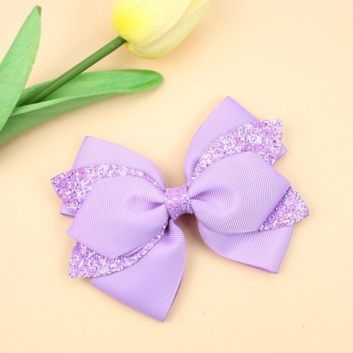 Glitter Hair Bow Clips Cute Girls Solid Color Glitter Hair Clips Kids Boutique Hair Bow Accessories