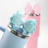 4''Stanley Straw Bow Topper Tumbler Glitter Bow for Stanley Cup Decor Decoration Accessories Glitter Bows for Girls