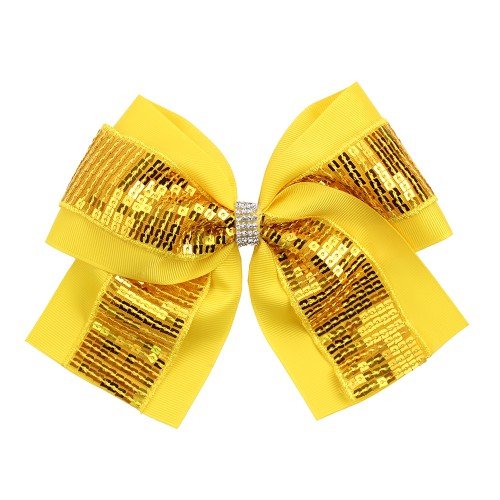 Sequin cheer bow solid color large swallowtail hair bow clips glitter girls hair bow accessories