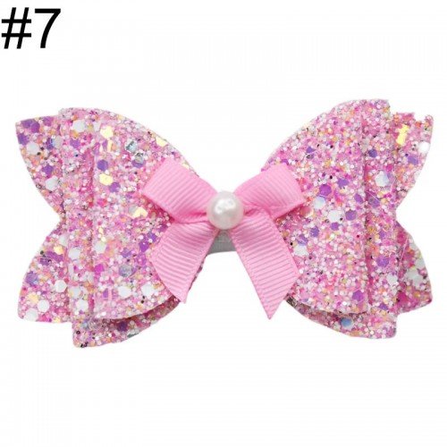 SPARKLE GLITTER HAIR BOW GIRLS HAIR CLIP BOWS BABY HEADBAND 3.5 GLITTER BOW 