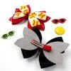 4'' Glitter Hair Bows Three Layer Boutique Bows with Print Ribbon Newest Fashion Hair Bows for Girl Hair Clips