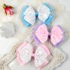 4''Girls Double Ruffled Hair Bow Clip