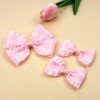 Sweet Ruffled Edge Hair Bows with Clips for Girls, 3Pcs Solid Color Ruched Fabric Hairpins Set, Cute Toddler Kids School Uniform Headwear