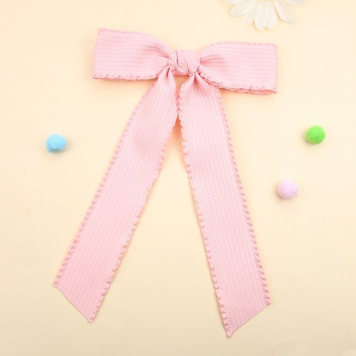 Solid Color Ruffled Tassel Long Tail Sailor Hair Bow Clip 