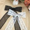 Lace Hair Bow Clips Black and White Tassel Hair Clips for Girls Party Long Streamer Bride Hair Bow Accessories
