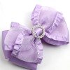 Girls Organza Hair Bow Clips with Rhinestone Solid Color Ruffled Mesh Hair Clips Kids Hair Bow Accessories