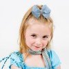 Girls Organza Hair Bow Clips with Rhinestone Solid Color Ruffled Mesh Hair Clips Kids Hair Bow Accessories