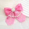 Girls Lace Satin Hair Bow with Pearl Satin Hair Bow Lace Sailor Hair Bow for Kids Hair Bow Accessories