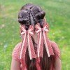 Back to School Gingham Hair Bows for Girls Moonstitch Long Tail Plaid Hair Bow Clips Kids Hair Bow Accessories