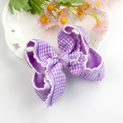 Gingham Moonstitch Hair Bows Plaid Hair Bows alligator Clips Checkered Moonstitch Ponytail Hair Bow Accessories