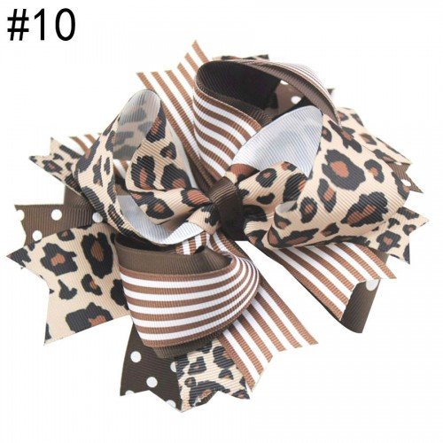 Children’s hair accessories，three-layered leopard-print flower bow hair clips, girls’ head ornaments.