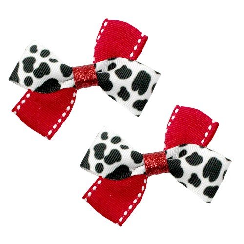  2.7''cow Pattern Hair Bows Red pink Cow Girl Cute Hair Clip Set for Girls Kids Hair Accessories