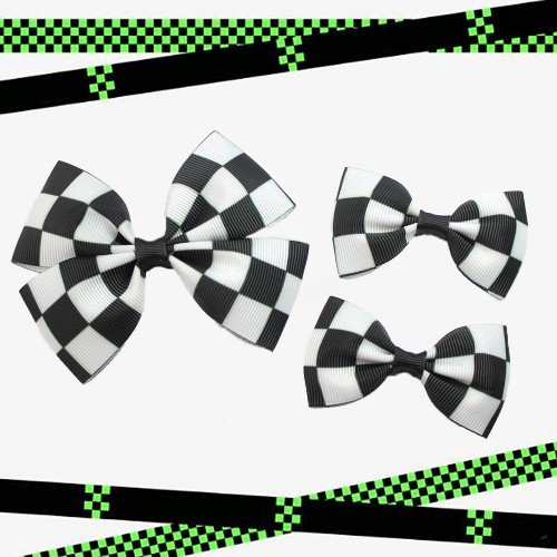 3pcs/set Racing Team Hair Bows Checkered Flag Hair Clip for Girls Racing Gingham Bow Clip Checkered Kids Hair Accessories