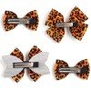 Leopard Hair Bows Set for Girls Boutique Toddler Leopard Printed Ribbon Hair Bow Kids Hair Accessories