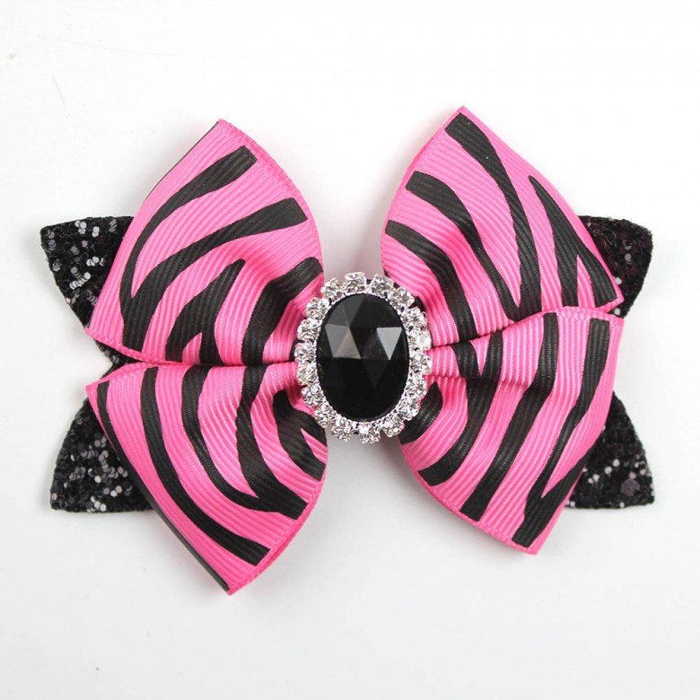 Zebra Print Glitter Hair Bows for Girls, Shiny Glittery Large Bow Clips Zebra Print Glitter Hair Bows for Girls, Shiny Glittery Large Bow Clips