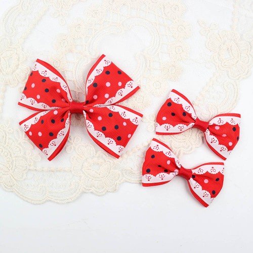 Cute lace Polka Dot Bows Set，Sweet Polka Dot Ribbon Bows
