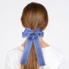 Women Vintage Soft Solid Denim Bow Barrette Big Size Jeans Hair Clips Hairpin Girls Blue Denim Headwear