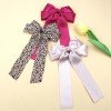 3pcs/set Women Gorgeous Leopard Long Streamer Hair Bows Clips Glitter Satin Ribbon Hair Clip Girls Hair Bow Accessories
