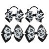 4pcs Paw Print Hair Bows Dog Black Paw Print Hair Bow Clip Dog Lover Accessories Kids Hair Bow Accessories