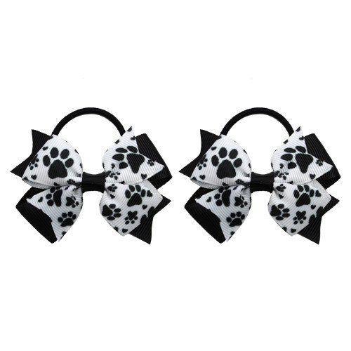 2pcs Paw Print Hair Bows Dog Black Paw Print Hair Bow Clip Dog Lover Accessories Kids Hair Bow Accessories