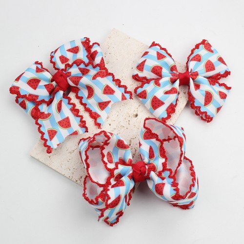 3pcs/set summer  fruit  Moonstitch Grosgrain Ribbon Hair Bow 
