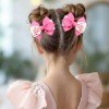 Spring Summer Rose Flower Long Sailor Hair Bow Clips Rose Inspired Floral Hair Bow for Toddler Kids Hair Accessories