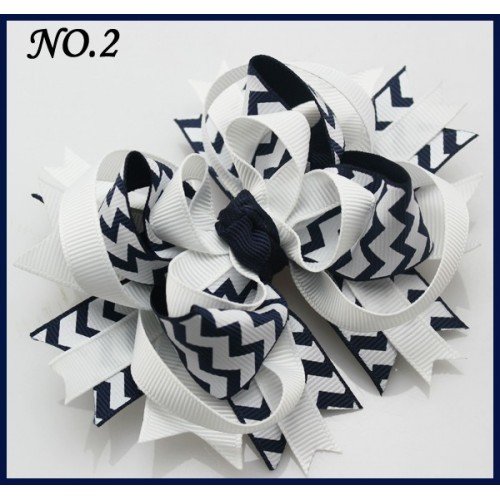 Chevron Hair Bows, Large Stacked Boutique Hair Bow for Girls, Chevron Hair Bows, Large Stacked Boutique Hair Bow for Girls,