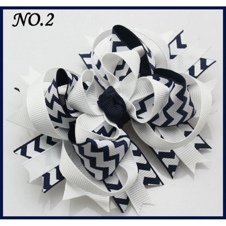 Chevron Hair Bows, Large Stacked Boutique Hair Bow for Girls, Chevron Hair Bows, Large Stacked Boutique Hair Bow for Girls,