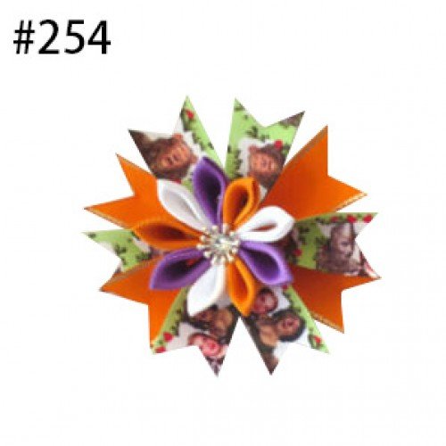 3.5" kanzashi flower Hair Clip beautiful Halloween and Christmas ribbon hair clip for baby gift 253-278