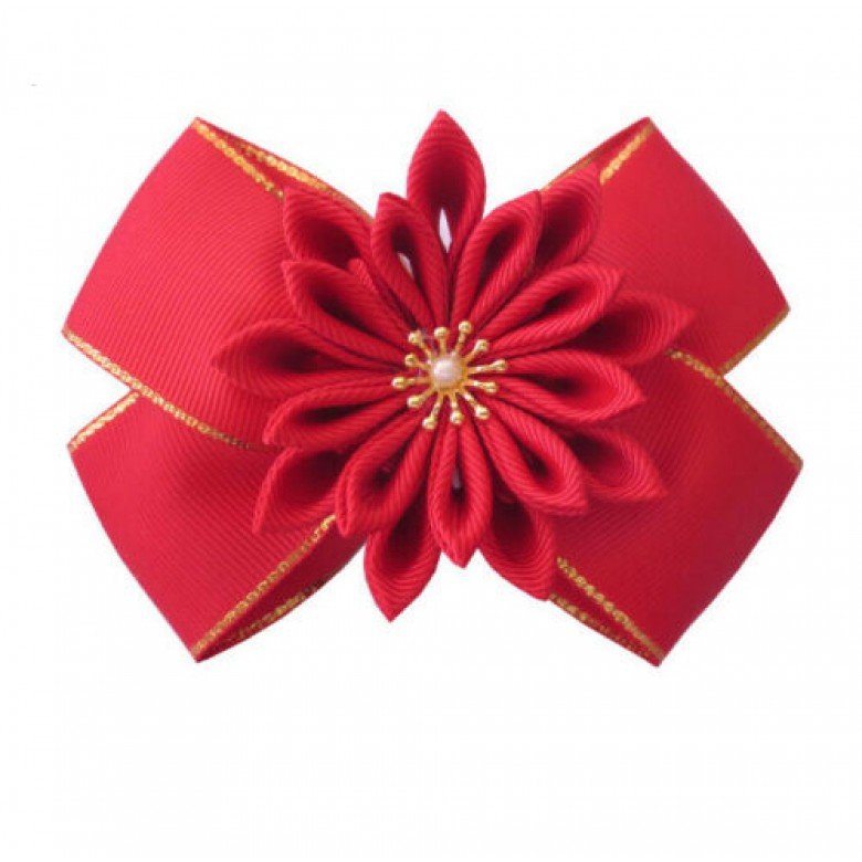 BLESSING Girl 4.5" Golden Angel Hair Bow Elastic kanzashi Flower Hair clips Hairbow72-92 BLESSING Girl 4.5" Golden Angel Hair Bow Elastic kanzashi Flower Hair clips Hairbow72-92