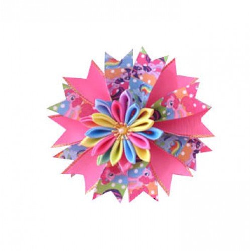 4.5''kanzashi flower hair clip Girl hair accessories baby unicorn hair bows Bow clips for girls