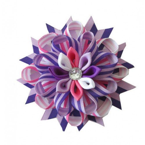 romantic hair bows layered kanzashi girl hair accessories petal flower hair clips Girl Boutique Vogue Colorful Bird's Nest Hair Bow Clip