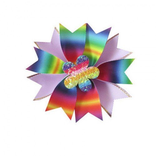 Girls 3.5" Rainbow Fairy Hair Bow Clip Valentine Easter glitter Crown Love and Star ribbon hair clip Clip Valentine Easter glitter Crown Love and Star ribbon hair clip